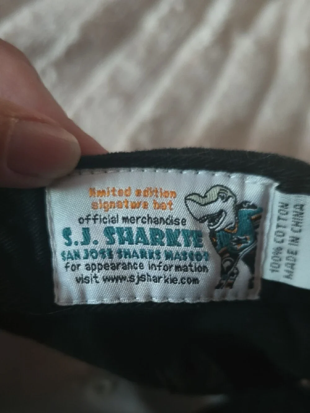Kids Black and White Baseball Cap with Shark Hockey Logo Limited Edition